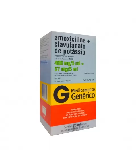 AMOXICILINA 400MG + CLAVULANATO POTÁSSIO 57MG 5ML 70ML RET* NOVARTIS