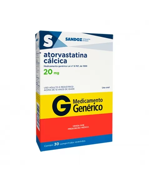 ATORVASTATINA CÁLCICA 20MG 30COM SANDOZ