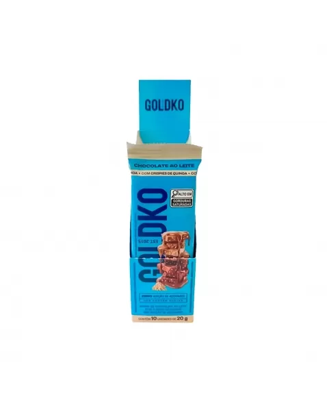 BARRA DE CHOCOLATE AO LEITE COM CRISPY DE QUINOA 10X20G GOLDKO