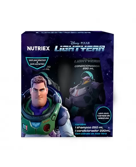 KIT BUZZ LIGHTYEAR SHAMPOO 250ML + CONDICIONADOR 230ML + ADESIVOS NUTRIEX