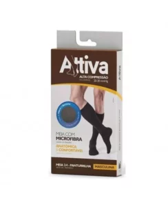 MEIA 3/4 20/30 ALTA COMPRESSÃO MASCULINA COM PONTEIRA G PRETO ATTIVA