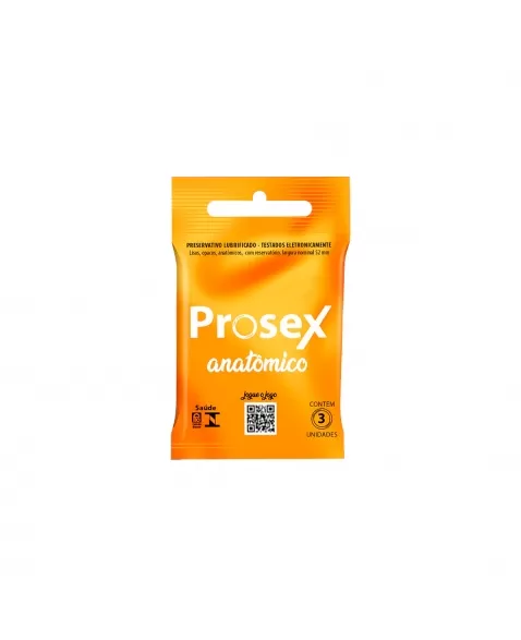 PRESERVATIVO LUBRIFICADO ANATÔMICO C/3 PROSEX