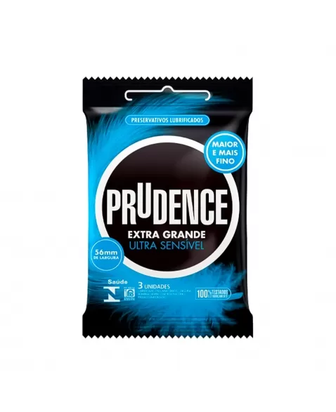 PRESERVATIVO LUBRIFICADO EXTRA GRANDE ULTRA SENSÍVEL C/3 PRUDENCE