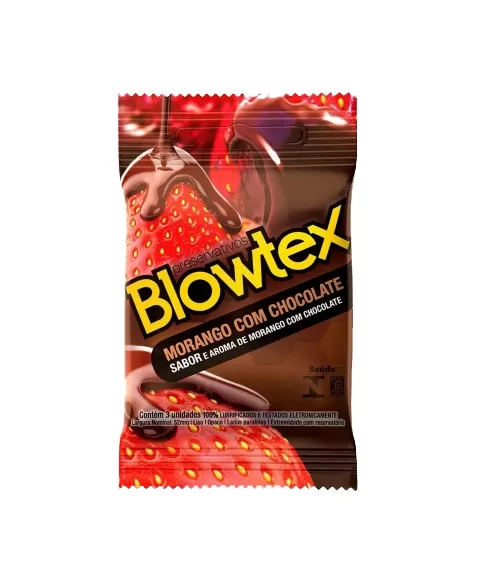 PRESERVATIVO LUBRIFICADO SABOR E AROMA MORANGO E CHOCOLATE C/3 BLOWTEX