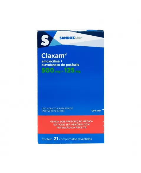 CLAXAM AMOXICILINA 500MG + CLAVULANATO POTÁSSIO 125MG 21COM RET* SANDOZ