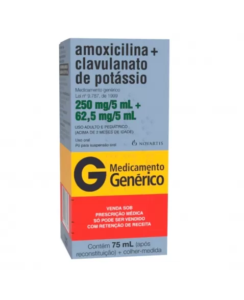 AMOXICILINA 250MG + CLAVULANATO POTÁSSIO 62,5MG 75ML RET* NOVARTIS