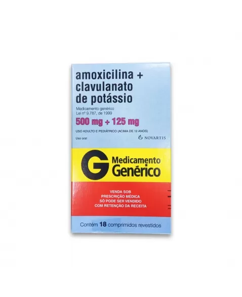 AMOXICILINA 500MG + CLAVULANATO POTÁSSIO 125MG 18COM RET* NOVARTIS