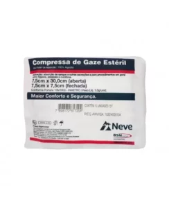 COMPRESSA GAZE ESTÉRIL 7,5X7,5 13FIOS C/10 CROCHÊ NEVE