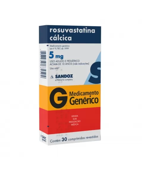 ROSUVASTATINA CÁLCICA 5MG 30COM SANDOZ