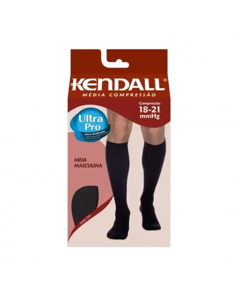 MEIA 3/4 18/21 MÉDIA COMPRESSÃO MASCULINA COM PONTEIRA MARROM G 1803 KENDALL