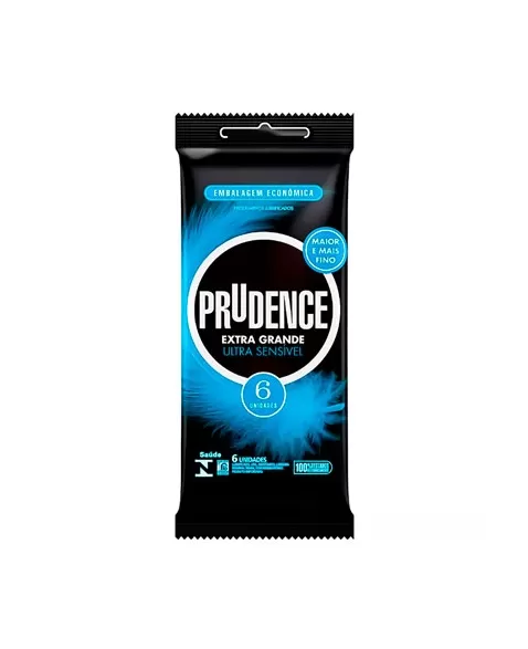 PRESERVATIVO LUBRIFICADO EXTRA GRANDE ULTRA SENSÍVEL C/6 PRUDENCE