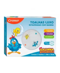 TOALHA BANHO LUXO ESTAMPADA GALINHA PINTADINHA 1,18MX70CM C/3 CREMER