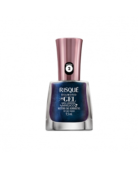 ESMALTE RISQUÉ DIAMOND GEL MEU JARDIM MÁGICO TOP COAT FIXADOR MISTÉRIO DAS BORBOLETAS 9,5ML COTY