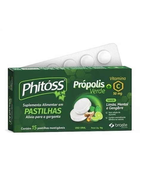 PHITÓSS PASTILHAS LIMÃO + MENTOL C/15 BRASTERÁPICA