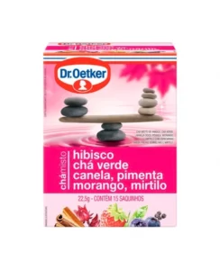 CHÁ MISTO HIBISCO, CHÁ VERDE, CANELA, PIMENTA, MORANGO E MIRTILO 22,5G C/15 SACHÊS DR.OETKER