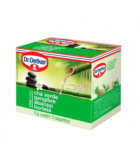 CHÁ MISTO VERDE, GENGIBRE, ABACAXI E HORTELÃ 15G C/10 SACHÊS DR.OETKER
