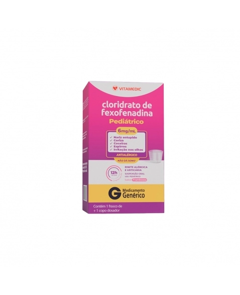 CLORIDRATO DE FEXOFENADINA PEDIÁTRICO 6MG/ML 150ML COM COPO DOSADOR VITAMEDIC