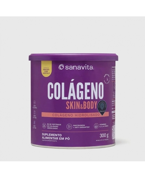 COLÁGENO SKIN & BODY ABACAXI COM HORTELÃ 300G SANAVITA