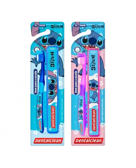 ESCOVA DENTAL INFANTIL COM ESTOJO STITCH DENTALCLEAN