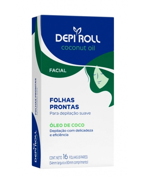 FOLHAS PRONTAS FACIAL ÓLEO DE COCO 8 PARES DEPIROLL