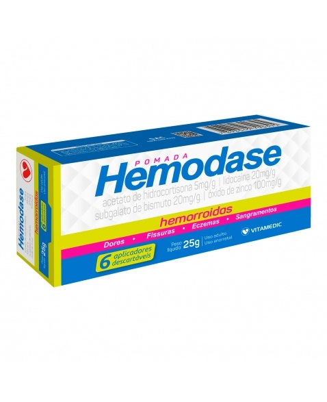 HEMODASE POMADA 6 APLICADORES 25G VITAMEDIC