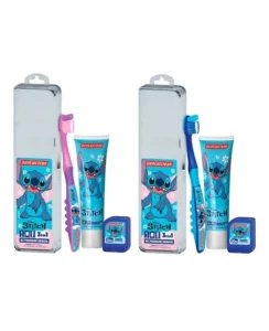 KIT INFANTIL VIAGEM ESCOVA DENTAL + GEL DENTAL 50G + FIO DENTAL 25M STITCH DENTALCLEAN