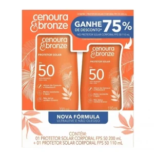 KIT PROMOCIONAL PROTETOR SOLAR CORPORAL FPS50 200ML + PROTETOR CORPOTAL FPS50 110ML CENOURA E BRONZE COTY
