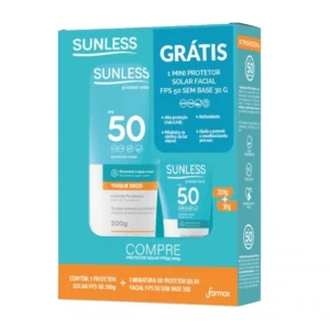 KIT PROMOCIONAL PROTETOR SOLAR FPS50 200G+PROTETOR FACIAL 50G SUNLESS