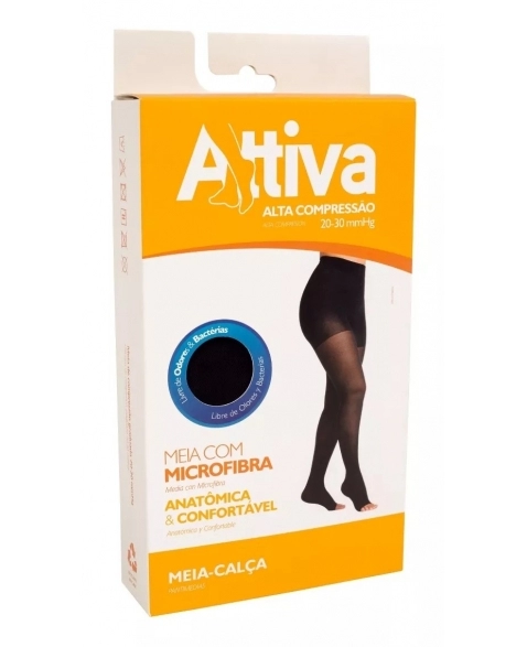 MEIA CALÇA 20/30 ALTA COMPRESSÃO SEM PONTEIRA GG NATURAL ATTIVA