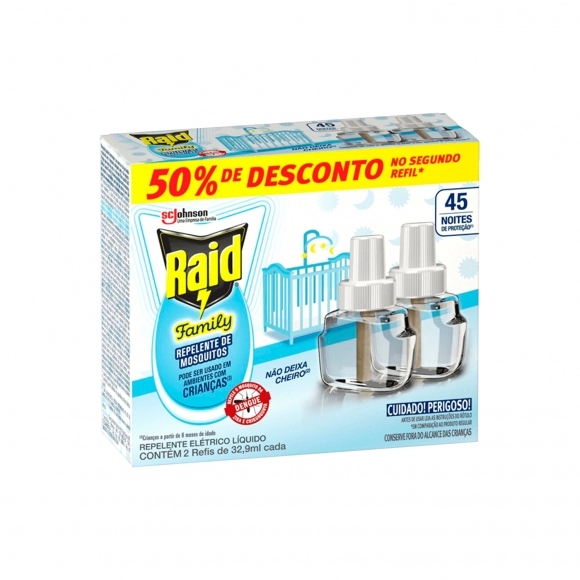 REFIL LIQUÍDO RAID ELETRICO FAMILY 32,09ML C/2 PROMOCIONAL SC JOHNSON