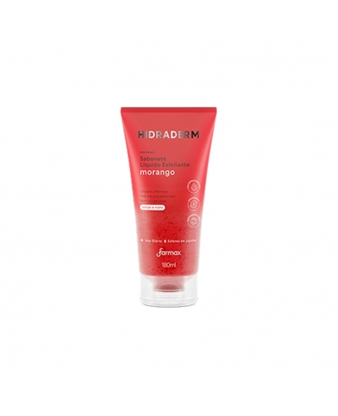 SABONETE LÍQUIDO ESFOLIANTE MORANGO HIDRADERM 180ML FARMAX