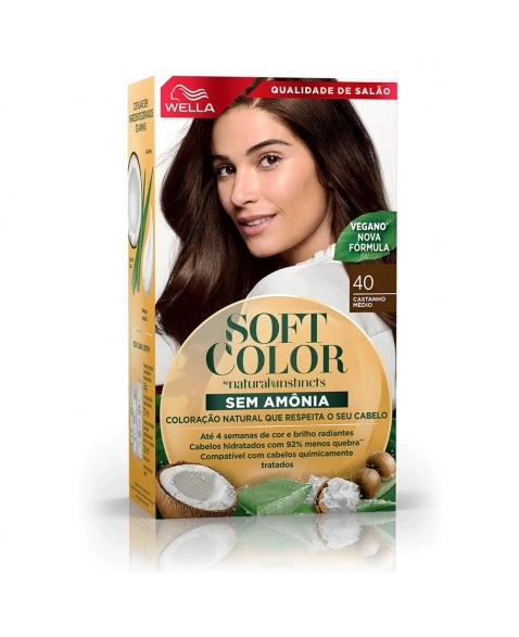 SOFT COLOR SEM AMÔNIA KIT 40 CASTANHO MEDIO WELLA