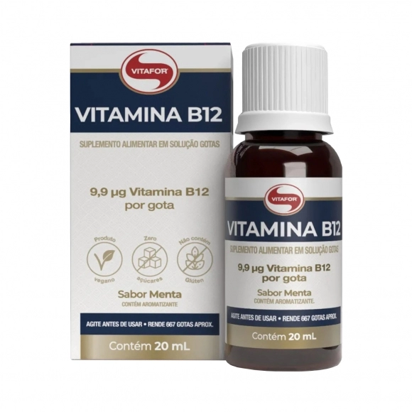 VITAMINA B12 EM GOTAS 20ML SABOR MENTA VITAFOR