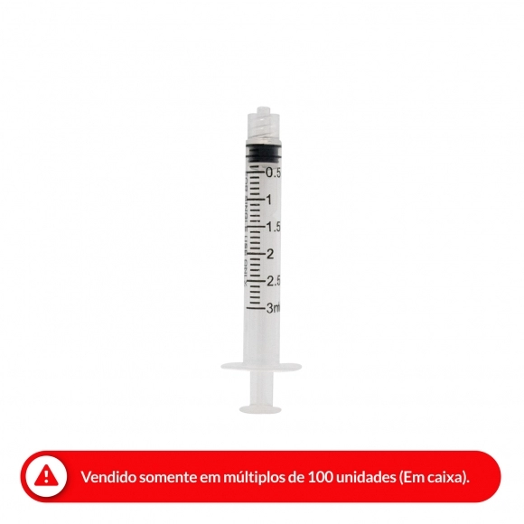 SERINGA HIPODÉRMICA DESCARTÁVEL SEM AGULHA 3ML LUER LOCK MEDIX