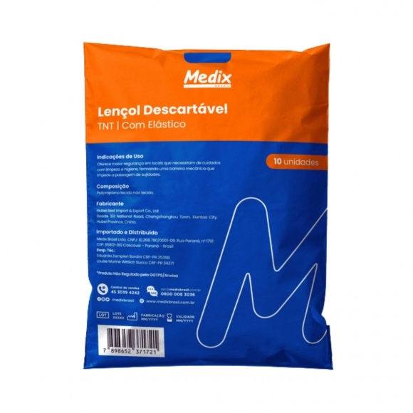 LENCOL DESCARTÁVEL TNT C/ ELÁSTICO C/10 MEDIX