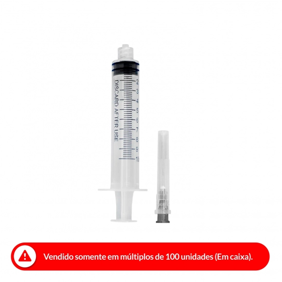 SERINGA HIPODÉRMICA DESCARTÁVEL 10ML 25X7 LUER LOCK MEDIX