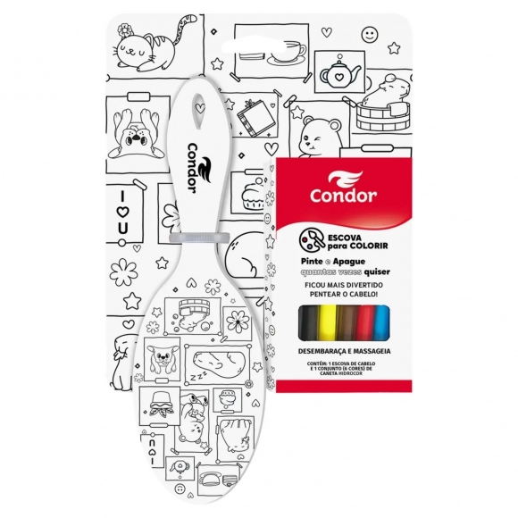 ESCOVA DE CABELOS ALMOFADADA OVAL PARA COLORIR CONDOR