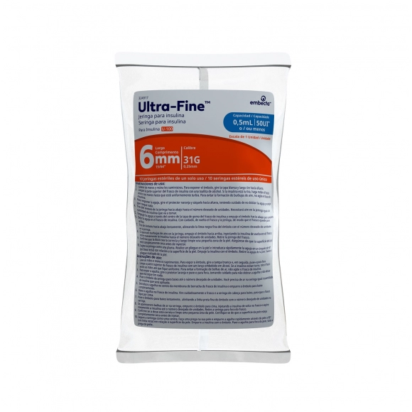 SERINGA PARA INSULINA ULTRA-FINE DESCARTÁVEL 0.5ML 6MM C/10 EMBECTA