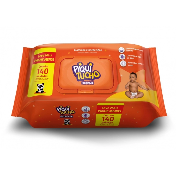 TOALHA UMEDECIDA C/140 HIDRATE CREMER –  PIQUITUCHO