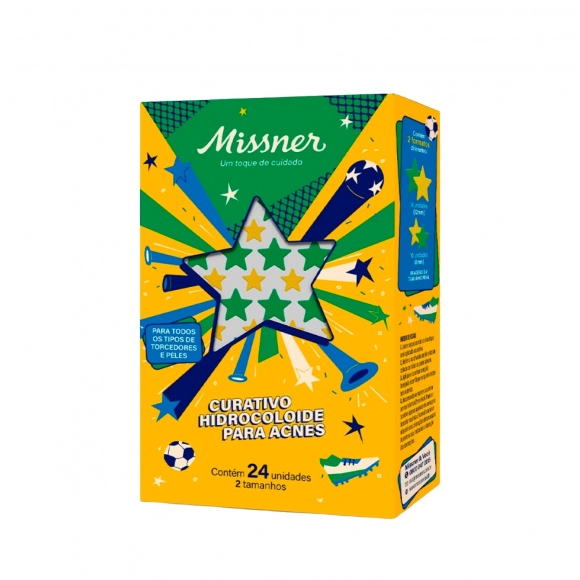 CURATIVO HIDROCOLOIDE PARA ACNE/ESPINHAS C/24 ESTRELA VERDE E AMARELO MISSNER
