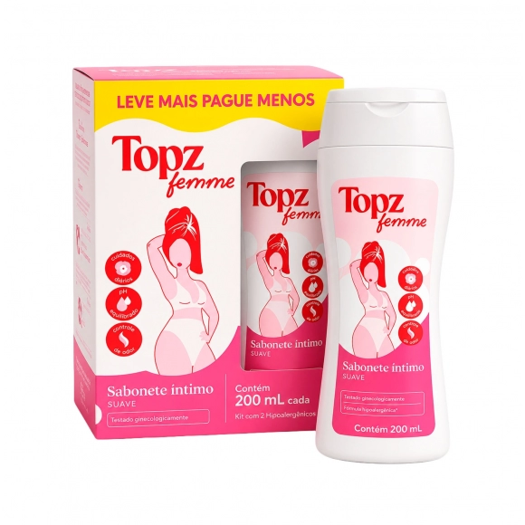 SABONETE ÍNTIMO LÍQUIDO SUAVE 200ML LEVE 2 PAGUE 1 TOPZ BABY