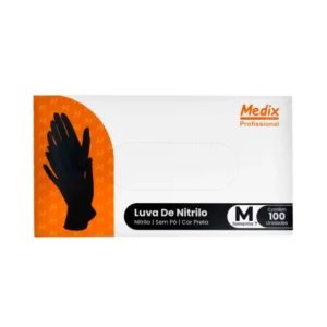 LUVAS NITRILICA PRETA SEM PÓ M C/100 MEDIX