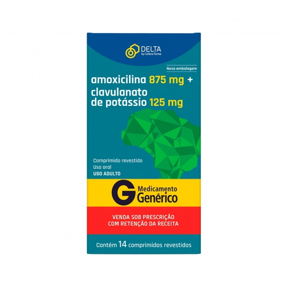 AMOXICILINA 875MG + CLAVULANATO DE POTÁSSIO 125MG 14COMP DELTA