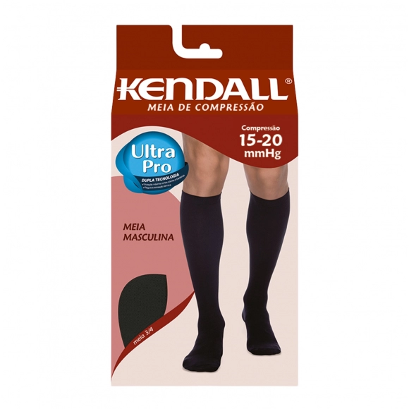 MEIA 3/4 15/20 MÉDIA COMPRESSÃO MASCULINA COM PONTEIRA PRETA M 1812 KENDALL