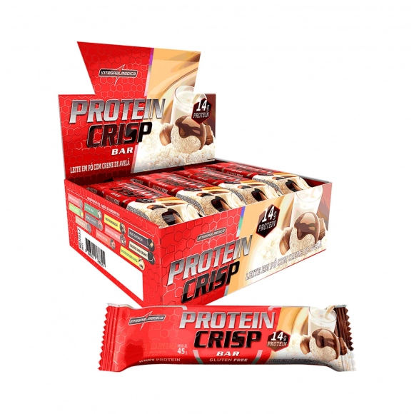 PROTEIN CRISP BAR LEITE EM PÓ COM CREME DE AVELÃ 12UN 540G INTEGRALMEDICA