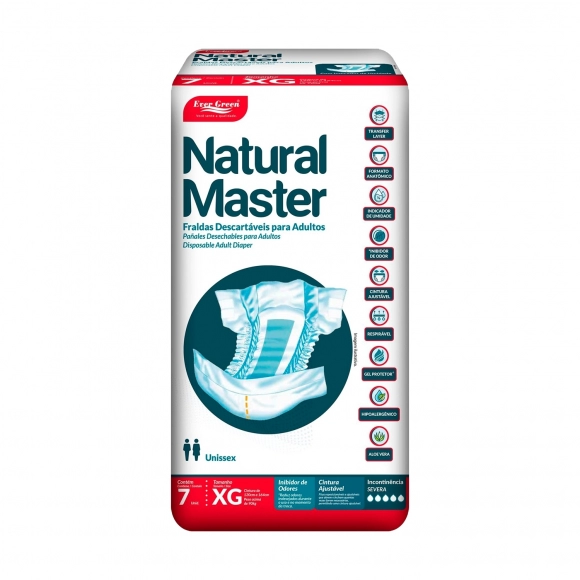 FRALDA DESCARTÁVEL NATURAL MASTER XG C/07 EVER GREEN